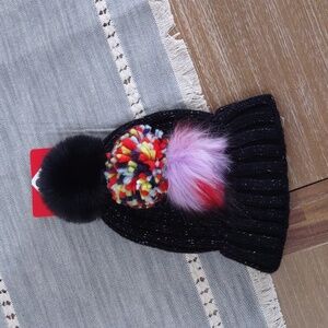 BP beanie with interchangeable poms